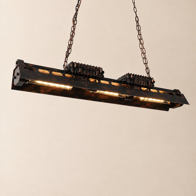 Rectangular Rust Iron Steampunk Chandelier