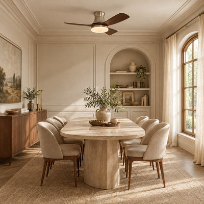 Tricolordeer Walnut Nickel Ceiling Fan Light