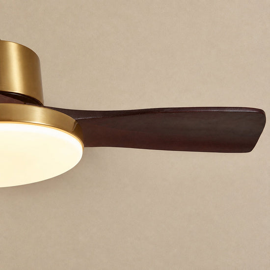 Aurevo Ceiling Fan Light, 36~52-Inch x H 15.7-Inch, Walnut Wood & Gold, Three-Color Light for Living Room
