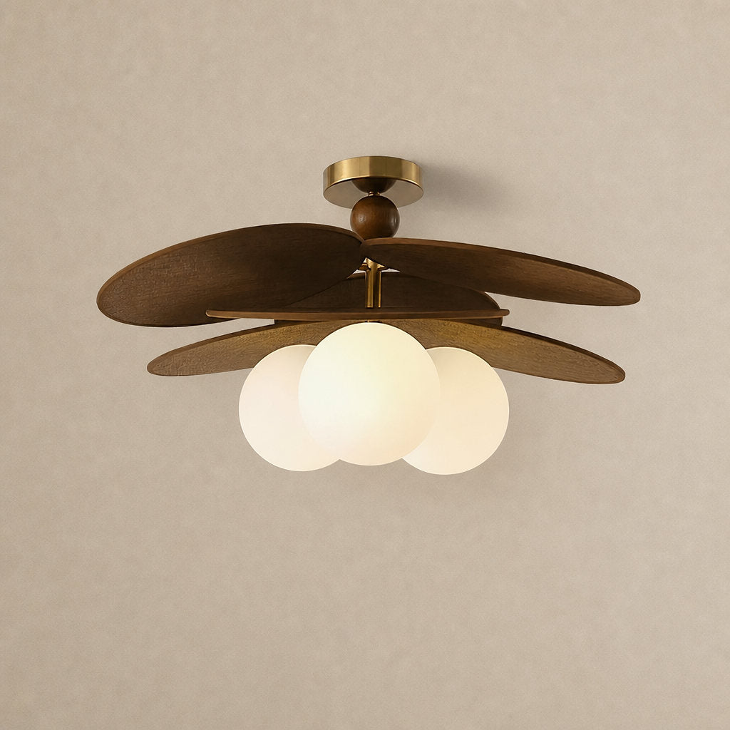Aurelian Bloom Ceiling Fan Light, 19.7~23.6-Inch x H 11.8-Inch, Dark walnut & White for Living Room