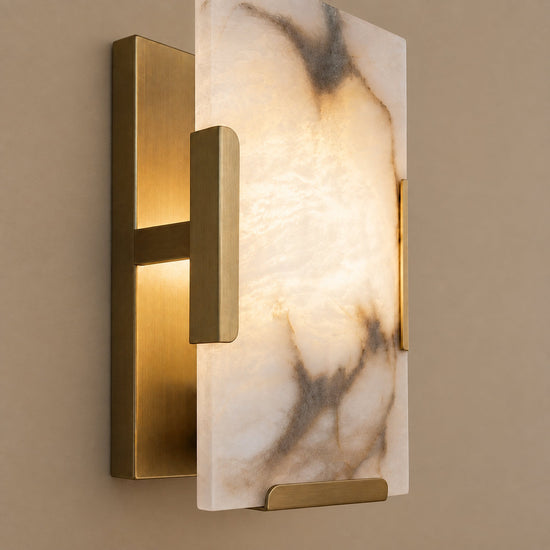Contemporary Brass Alabaster Wall Sconce
