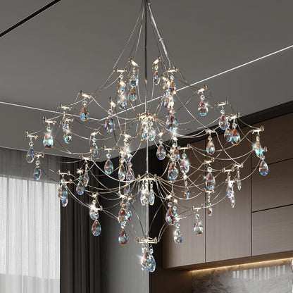 Modern Crystal Raindrop Chandelier - 31.5 Inch Silver