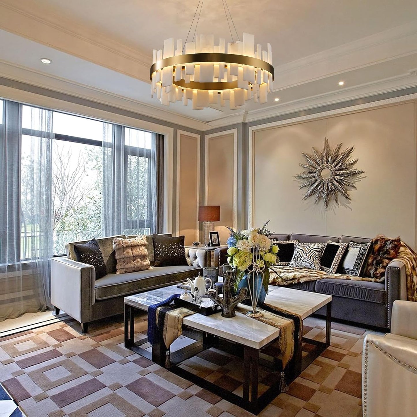 Alabaster Round Chandelier