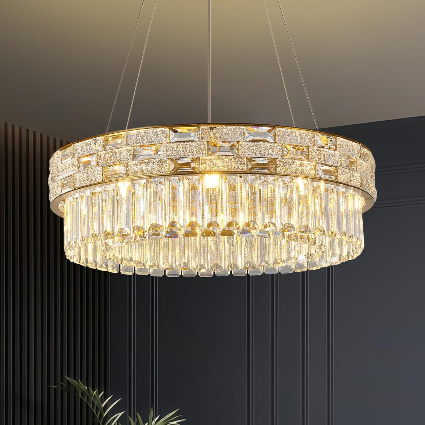 Round Ice Crystal Chandelier 23"