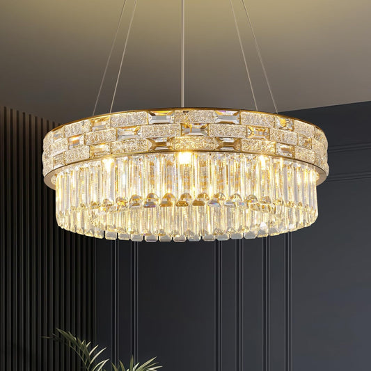 Round Ice Crystal Chandelier 23"