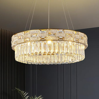 Round Ice Crystal Chandelier 23"