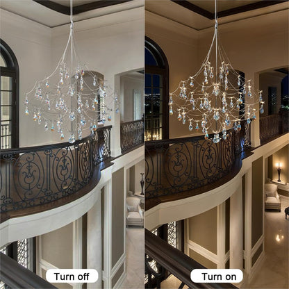 Modern Crystal Raindrop Chandelier - 31.5 Inch Silver