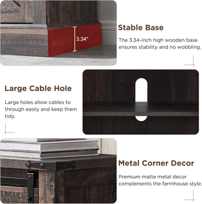 OKD 66 Inch Farmhouse Fireplace TV Stand for 75 Inch TV