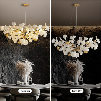 Ceramic Ginkgo Leaf Chandelier 40"