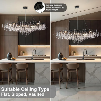 Modern Crystal Branch Chandelier 63"