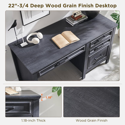 Modern Farmhouse Computer Desk with File Cabinet, Study Writing Table
