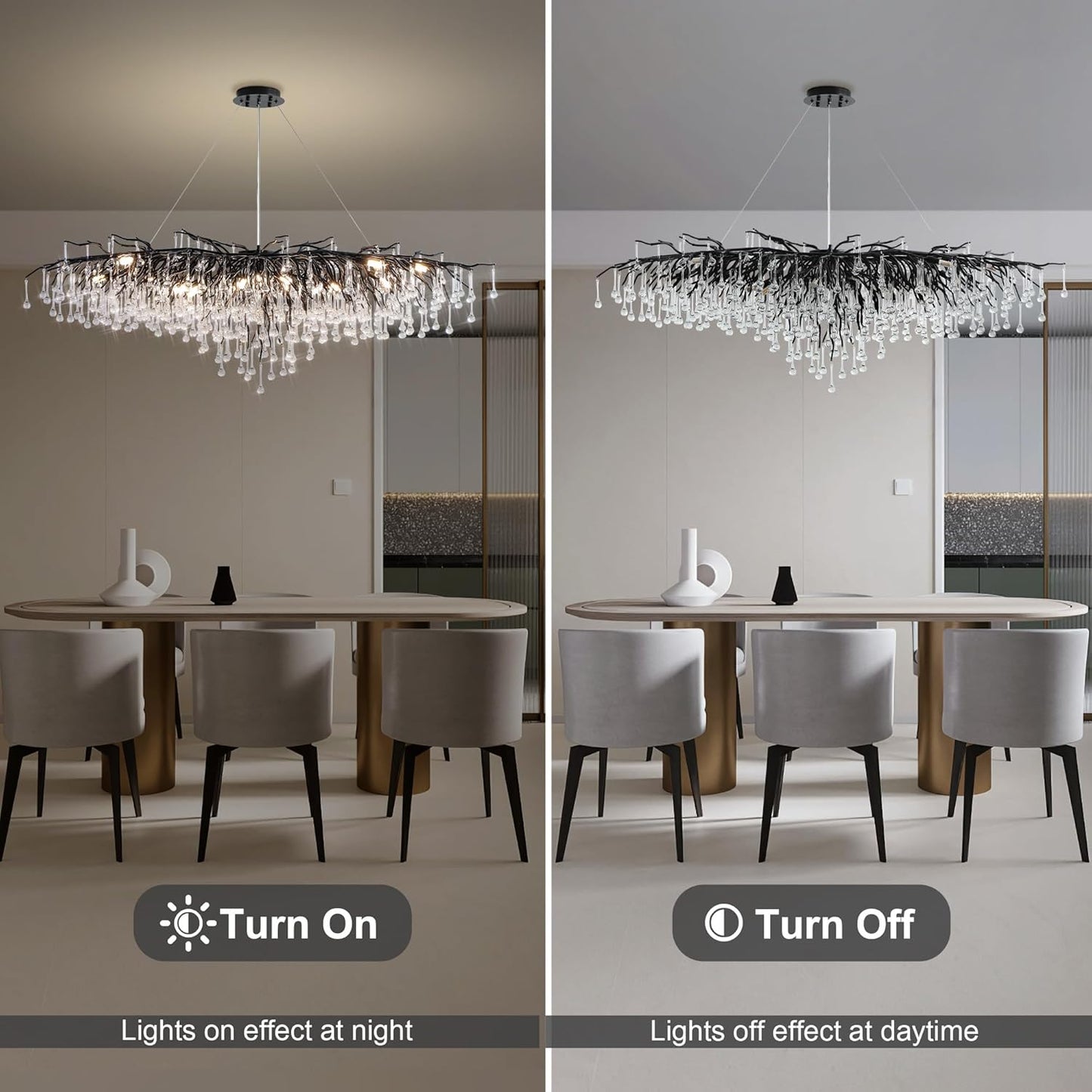 Modern Crystal Branch Chandelier 63"