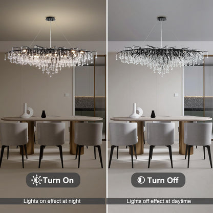 Modern Crystal Branch Chandelier 63"
