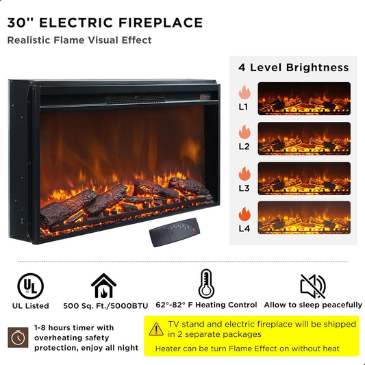 Farmhouse Fireplace TV Stand Entertainment Center with Electric Fireplace