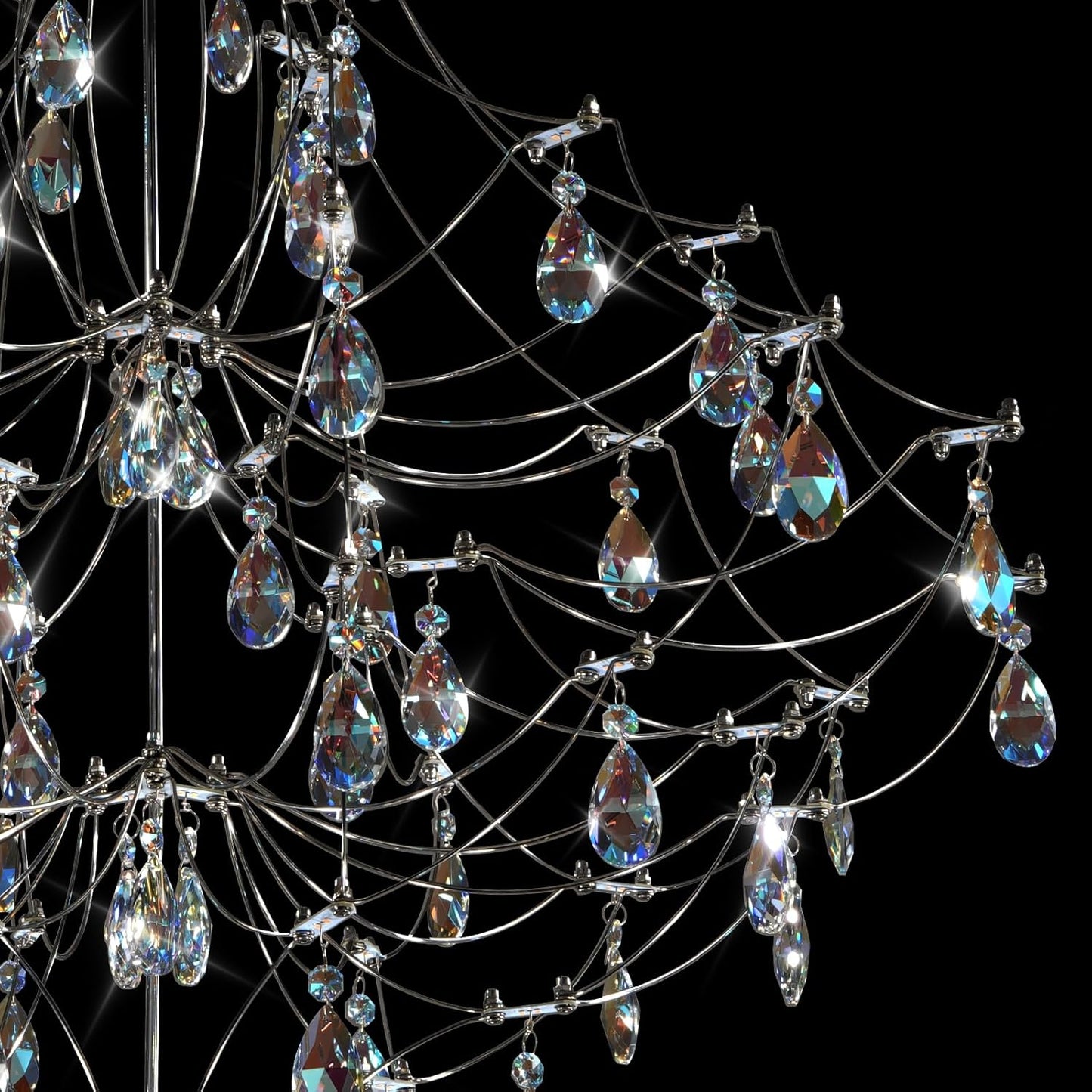 Modern Crystal Raindrop Chandelier - 31.5 Inch Silver