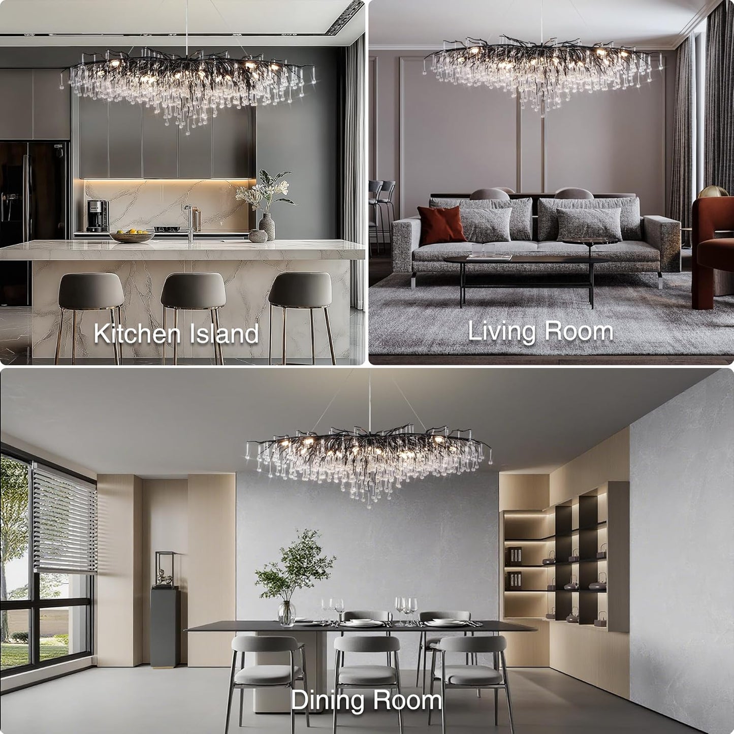 Modern Crystal Branch Chandelier 63"