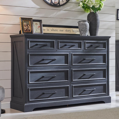 Farmhouse 9-Drawer Dresser with Roman Column - Off White