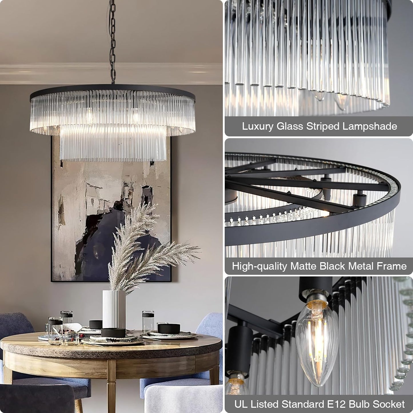 Glass Chandelier 31.5"