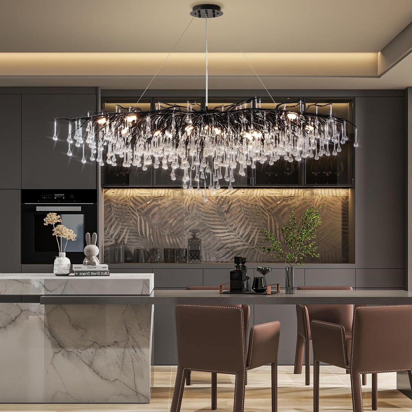 Modern Crystal Branch Chandelier 63"