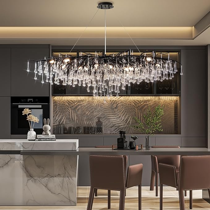 Modern Crystal Branch Chandelier 63"