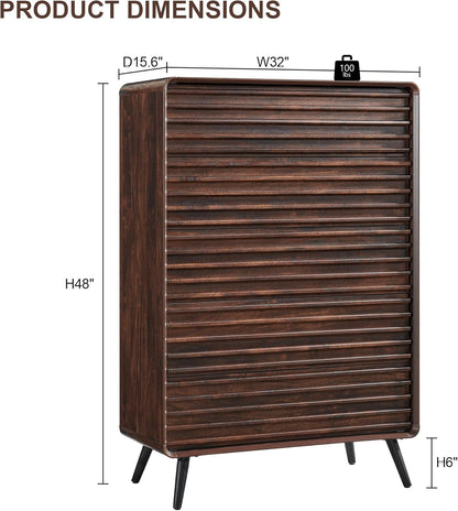 RedLemon Mid Century Modern 5 Drawer Dresser, Dark Walnut Finish