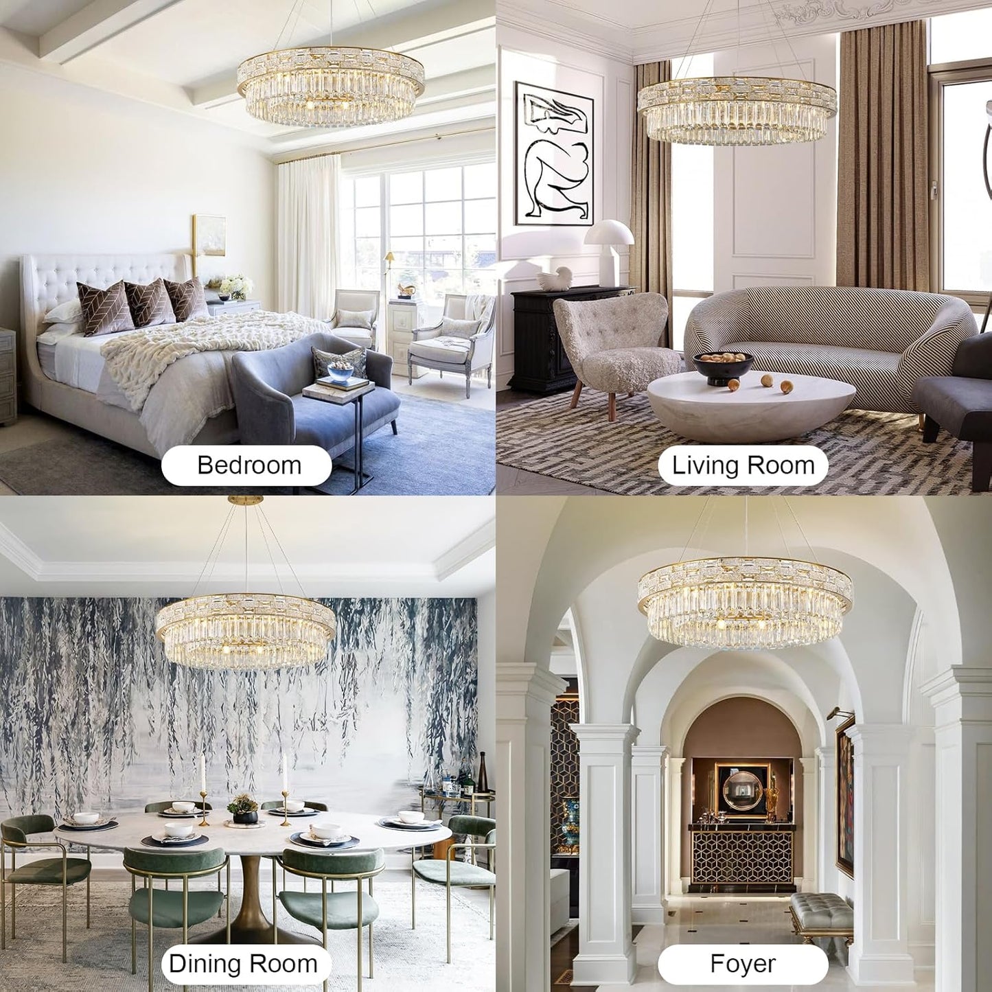 31-inch 12-lamp large living room crystal round gold chandelier