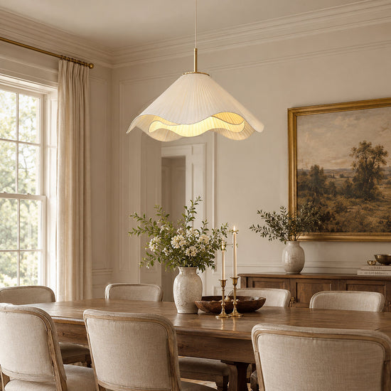 Elara Pendant Light, 15.7-Inch x H 59-Inch, Beige & Gold for Dining Room & Living Room