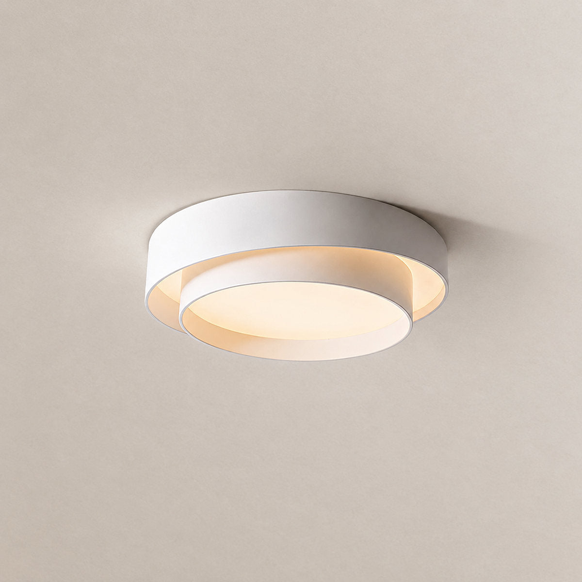 Melody Ceiling Light, 15.7-Inch x H 5.5-Inch, White, Warm Light for Living Room & Bedroom