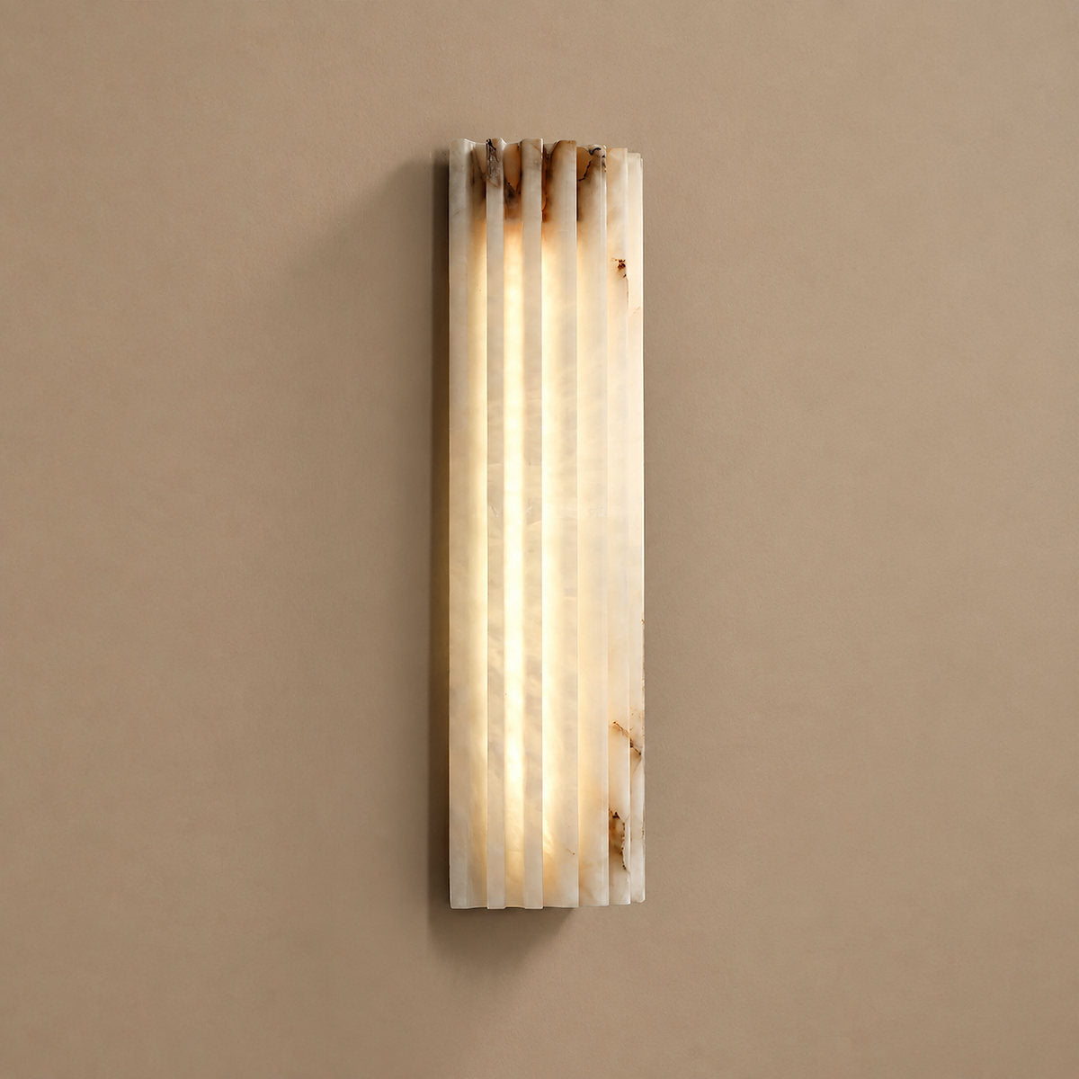 Ribbed Alabaster Stone Wall Lamp Warm Light for Living Room & Dining Room