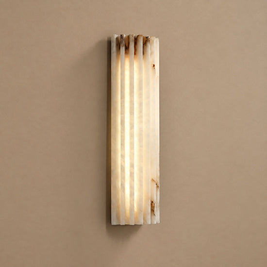 Ribbed Alabaster Stone Wall Lamp Warm Light for Living Room & Dining Room