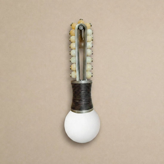 Ardora Wall Lamp, 5.5-Inch x H 24.4-Inch, Brass & Green for Living Room