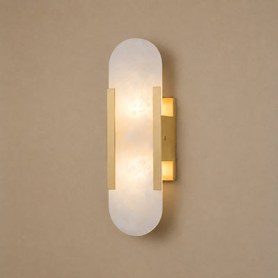 Oblong Alabaster Wall Lamp, 3.9-Inch x H 13.8~19.7-Inch, Black for Living Room & Dining Room