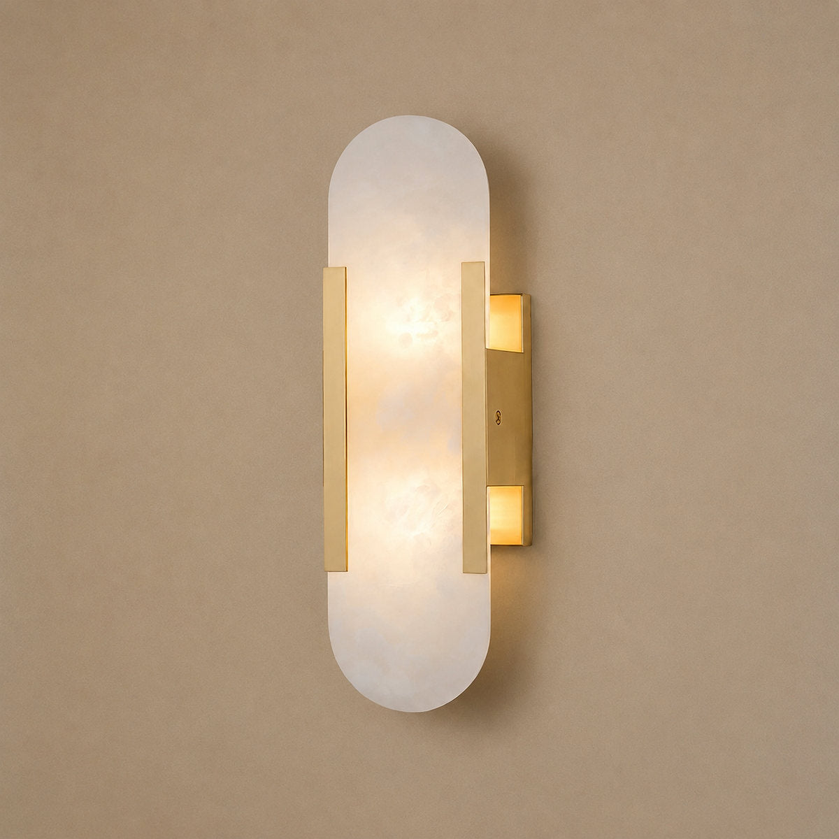 Oblong Alabaster Wall Lamp, 3.9-Inch x H 13.8~19.7-Inch, Black for Living Room & Dining Room