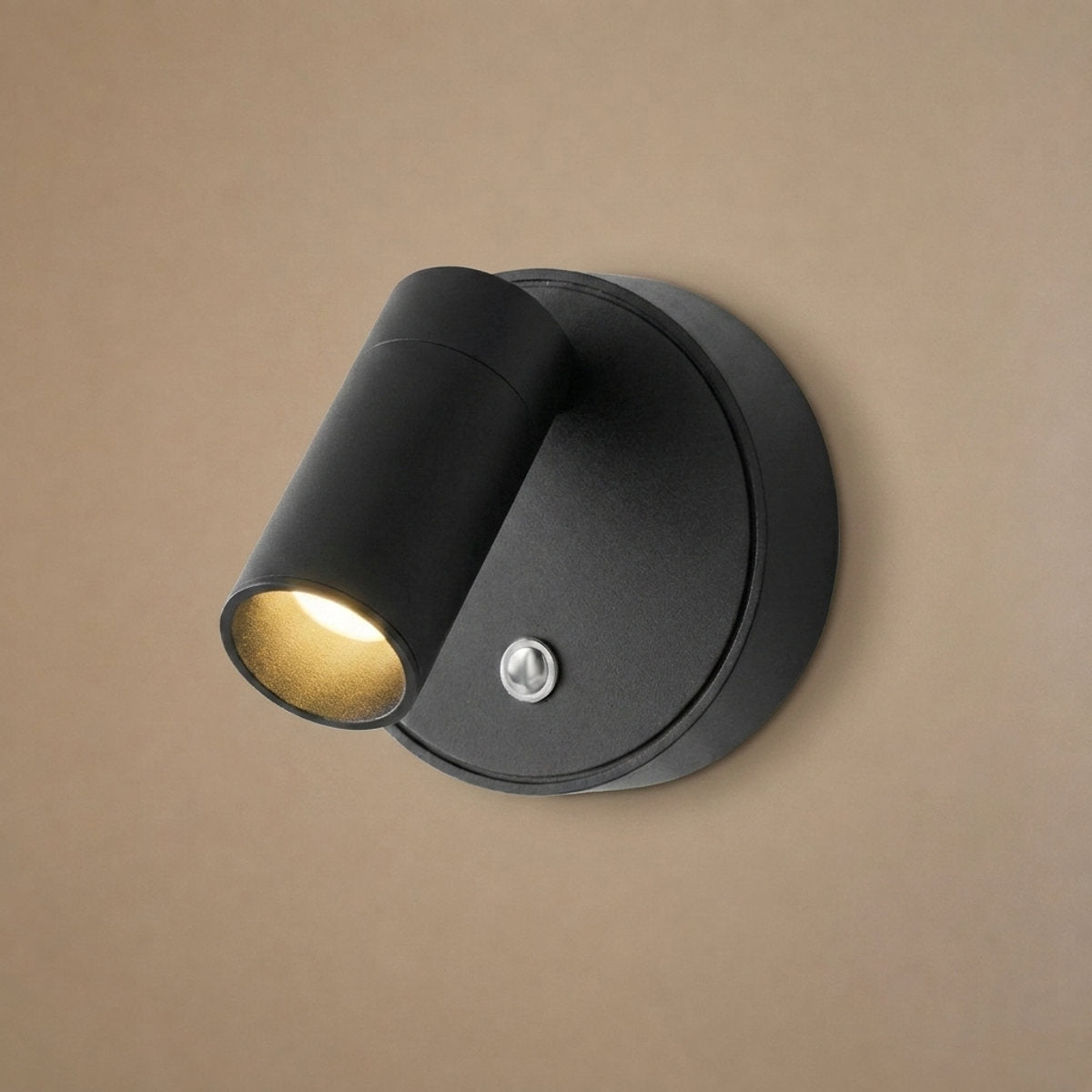 Luma Pivot Rechargeable Wall Lamp, 3.1-Inch x H 3.1-Inch, Black, Three-Color Light & USB Charging for Bedroom & Living Room