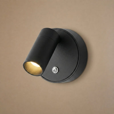 Luma Pivot Rechargeable Wall Lamp, 3.1-Inch x H 3.1-Inch, Black, Three-Color Light & USB Charging for Bedroom & Living Room