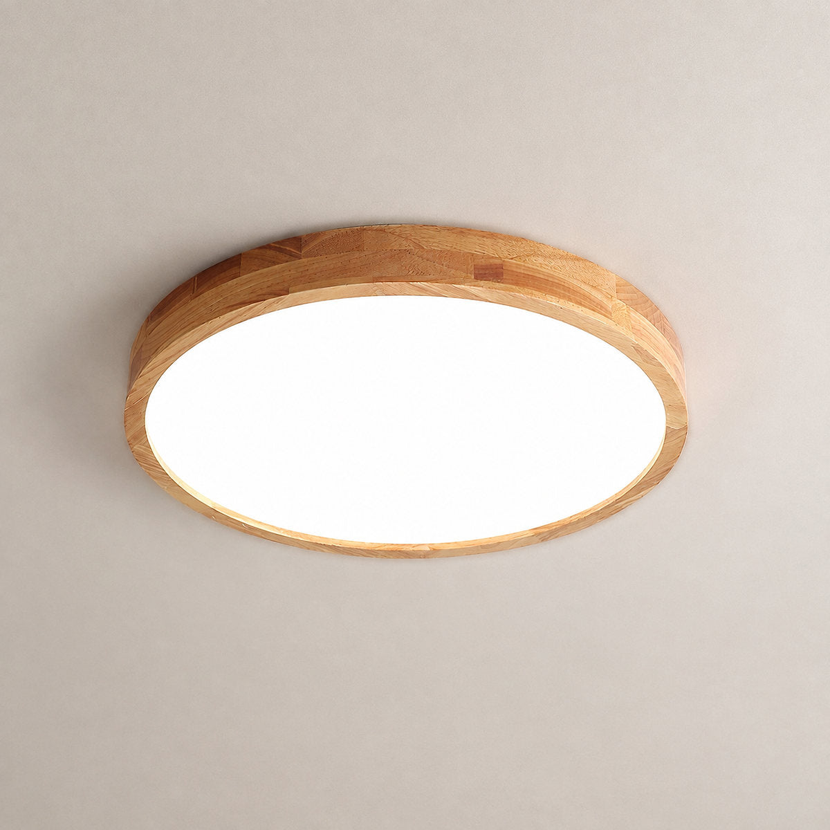 Wooden Geometric Ceiling Light, 11.8-Inch x H 2.3-Inch, Wood for Living Room