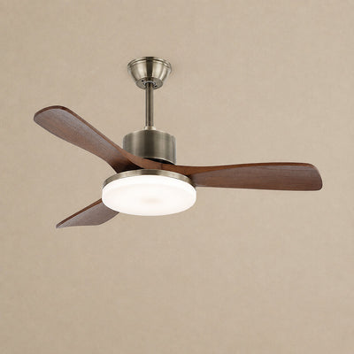 Zephyr Wooden 42"/52" Ceiling Fan Light, 42-Inch x H 11.8-Inch, Model A~D Antique bronze & Walnut, Three-Color Light for Living Room