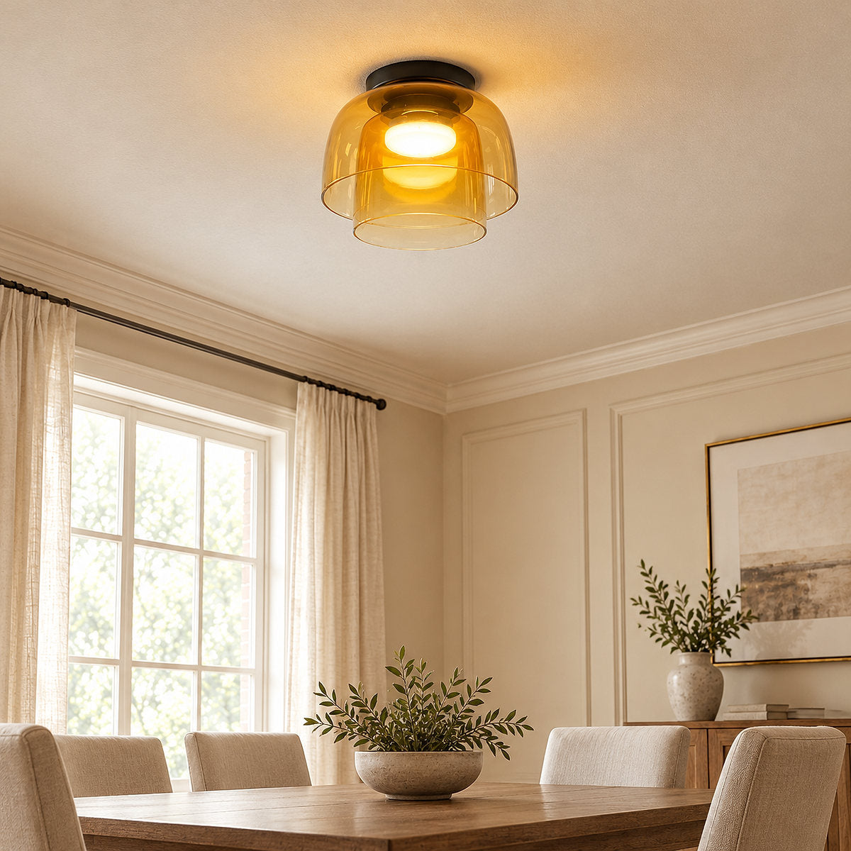 Tricolordeer Layered Tinted Glass Disc Ceiling Light