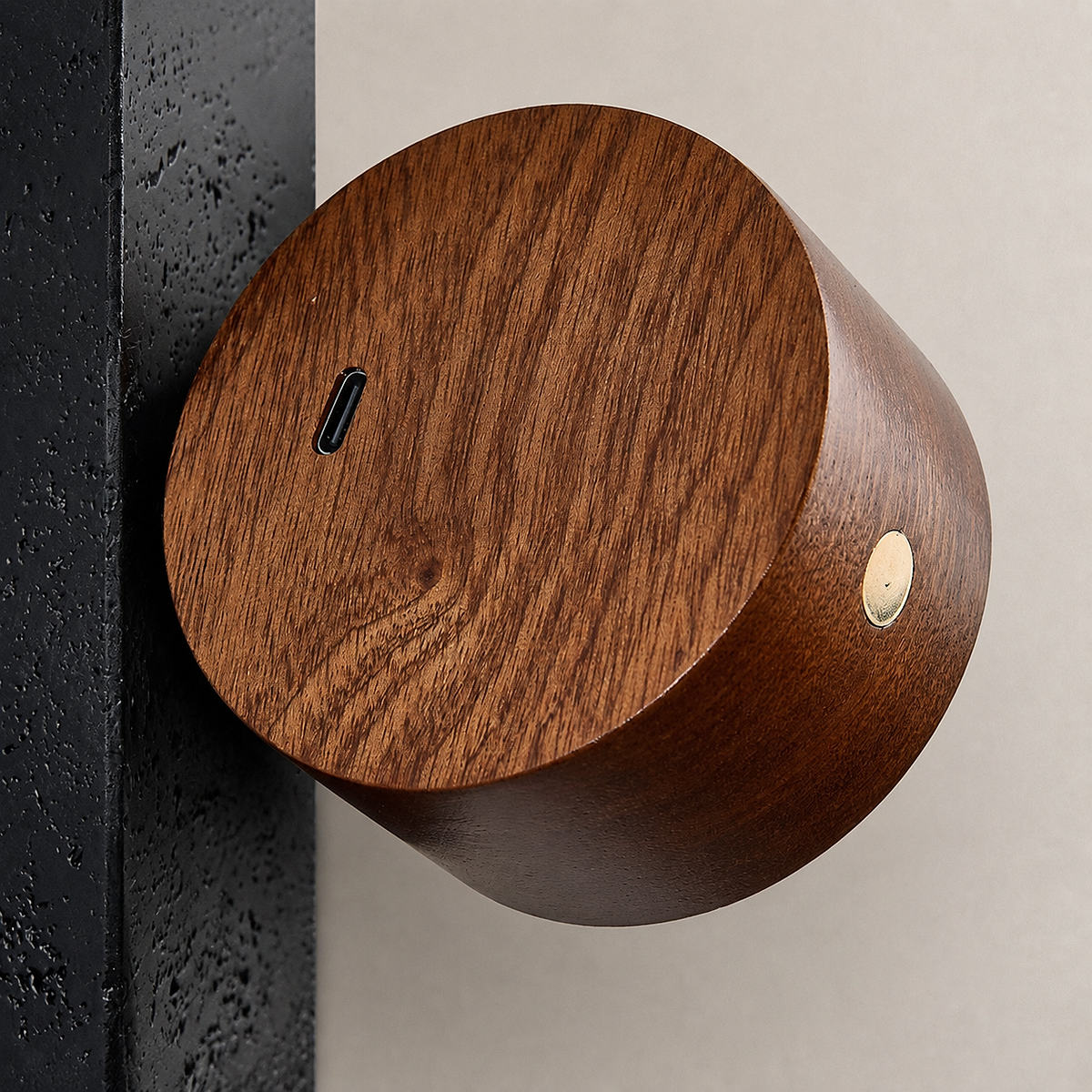 Verde Beam Rechargeable Wall Lamp, 2.8-Inch x H 9.1-Inch, Dark walnut & Black Travertine, Warm Light & USB Charging for Bedroom & Living Room