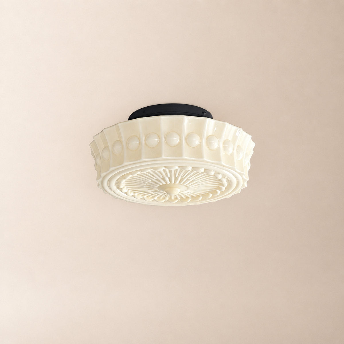 Charles Edwards Ceiling Light, 14.2~17.7-Inch x H 7.1~7.5-Inch, Black & Beige for Living Room