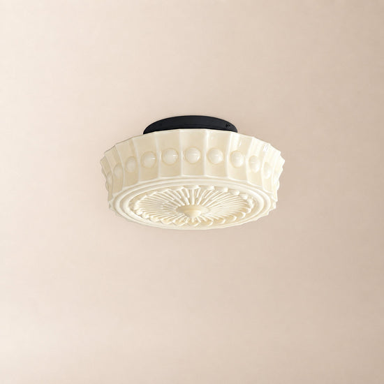 Charles Edwards Ceiling Light, 14.2~17.7-Inch x H 7.1~7.5-Inch, Black & Beige for Living Room