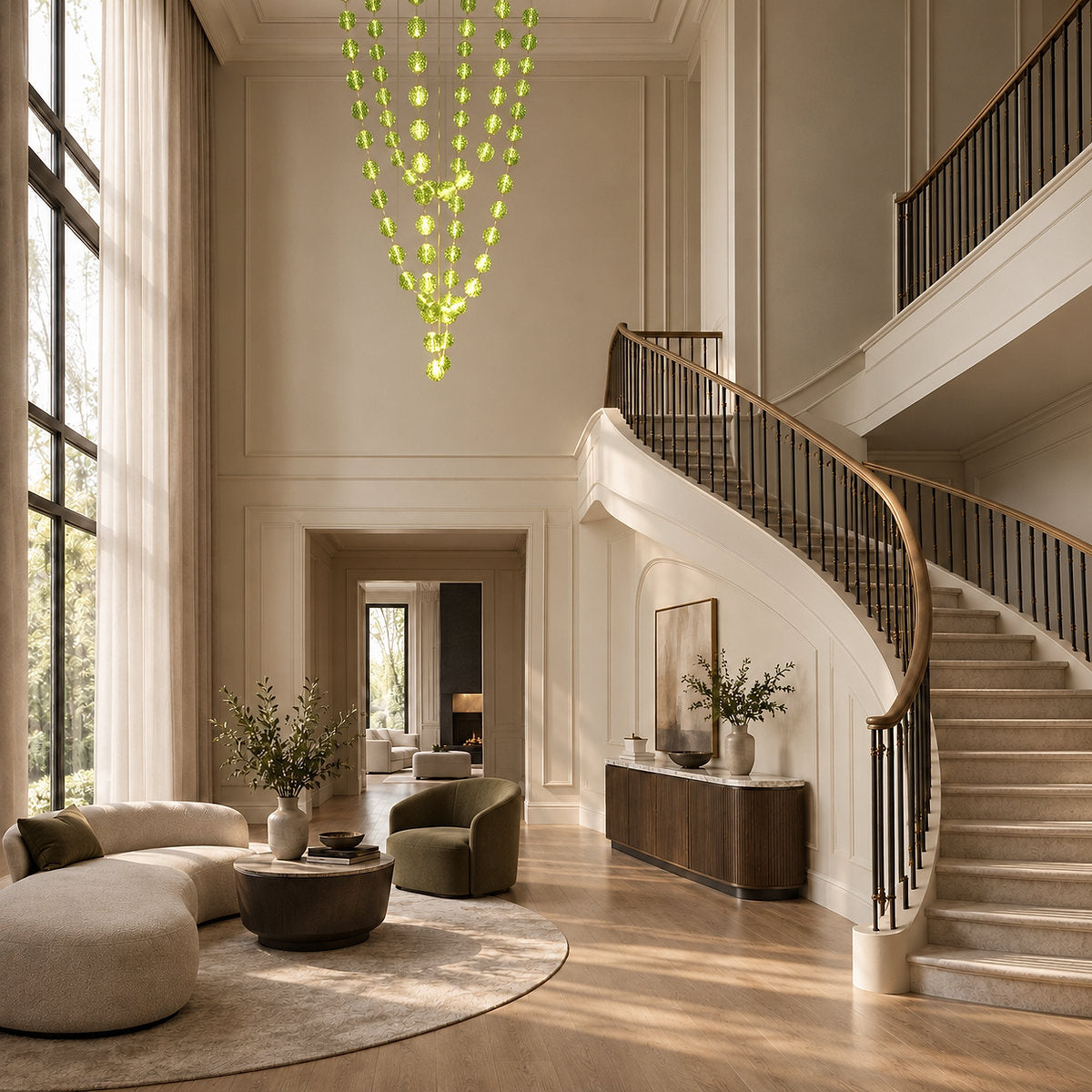 Draped Acrylic Sphere Link Chandelier