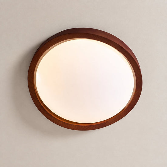 Walnut Curved Edge Ceiling Light, 17.7-Inch x H 2.8-Inch, Model A: Walnut Wood Grain Hydrographics, Warm Light for Living Room & Bedroom