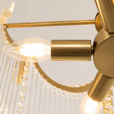 Round Brass Glass 5/8/12-Head Chandelier