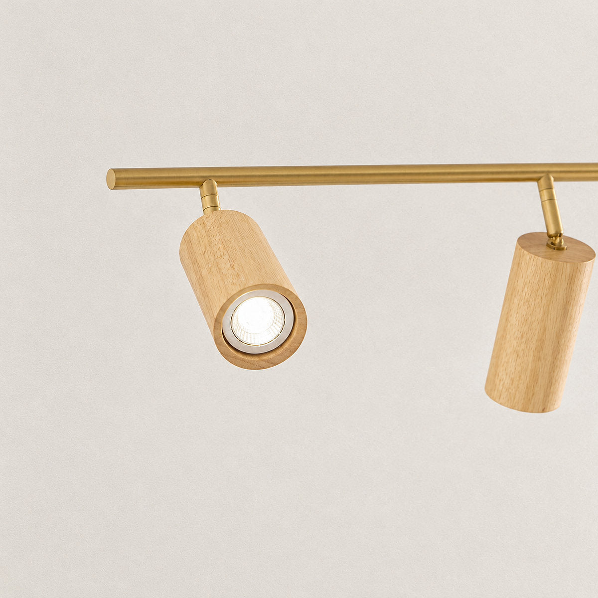 Tricolordeer Gold Brass Ceiling Light: Walnut Wood, 1–4 Heads