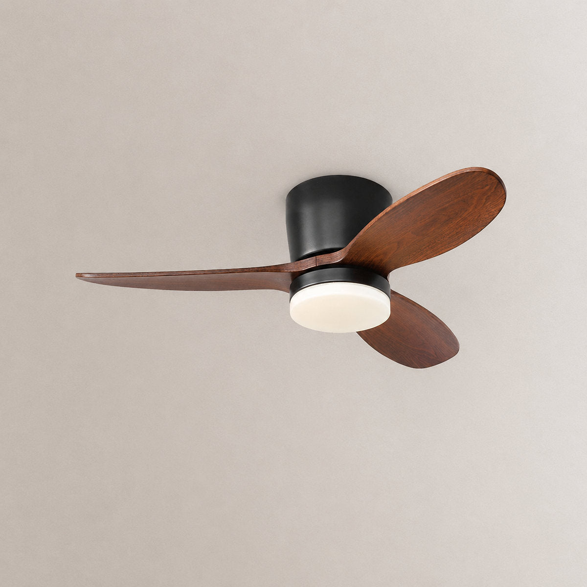 Lumo Petal Ceiling Fan Light, 36-Inch x H 9.4-Inch, Walnut & Black, Warm Light for Living Room