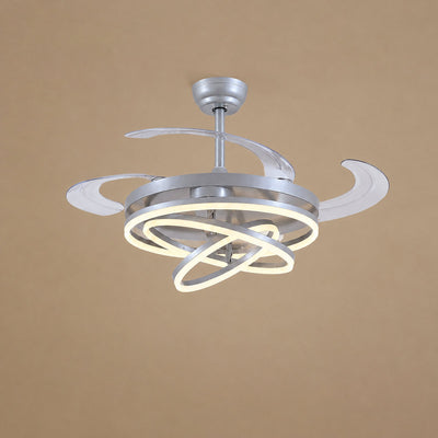 Tricolordeer LED Ring Light Ceiling Fan with Retractable Acrylic Blades