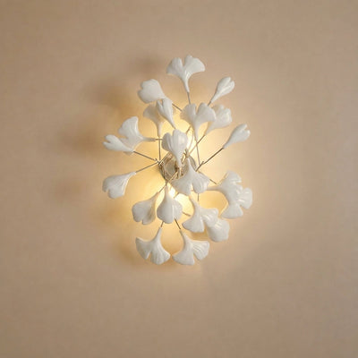 Gingko Wall Lamp, 13.8~15.7-Inch x H 19.7~23.6-Inch, Gold & White for Living Room