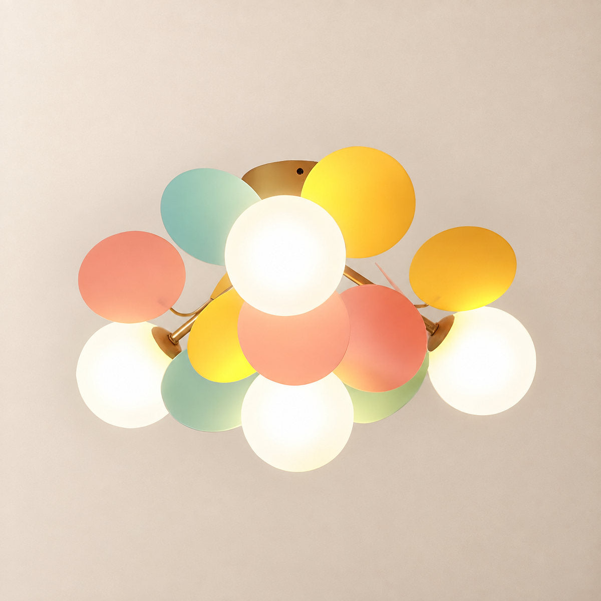 Round Macaron Ceiling Light, 20.5-Inch x H 12.5-Inch for Living Room