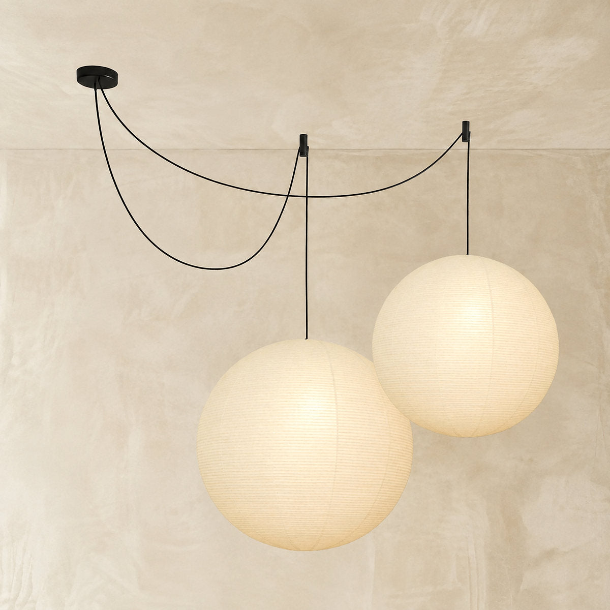 Round Sculptural Bamboo Pendant Light Warm Light for Dining Room & Bedroom